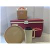 Image 1 : Vintage- coca-cola igloo cooler, coleman drink dispenser, tupperware bucket