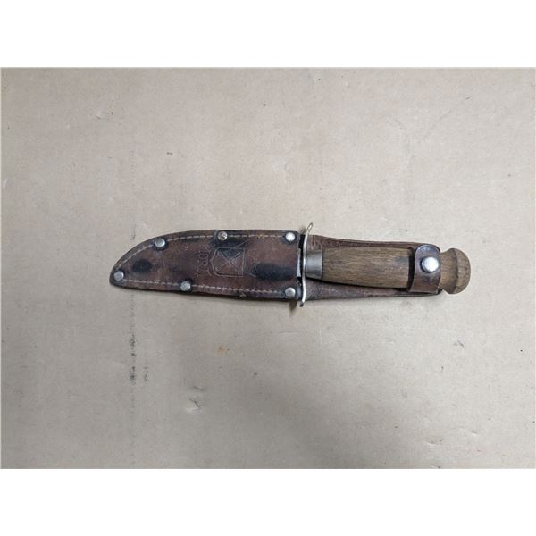 vintage mora knife, 4.5", with original leather sheath