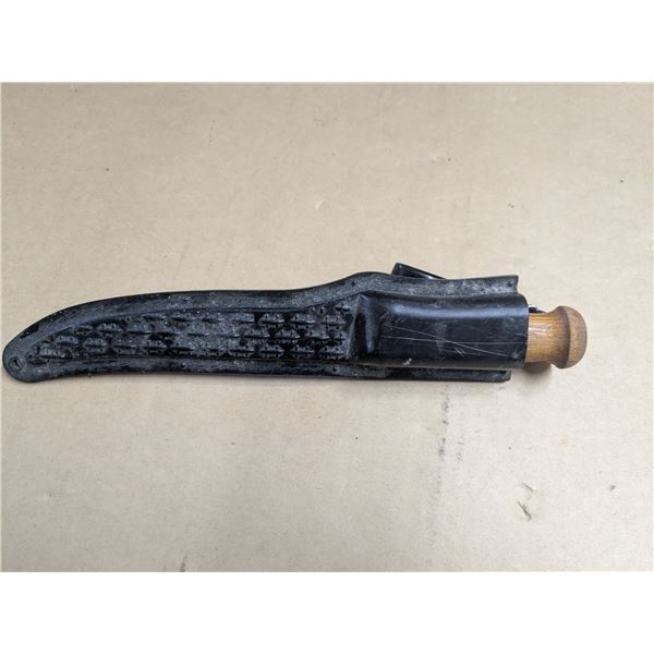 vintage mora knife, 4.5", with plastic over length sheath
