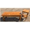 Image 1 : coffee table (56"x22"x22", paint on top), 2 level end table (16"x16"x31")