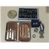 Image 1 : domino set, nailcare set, novelty coin,