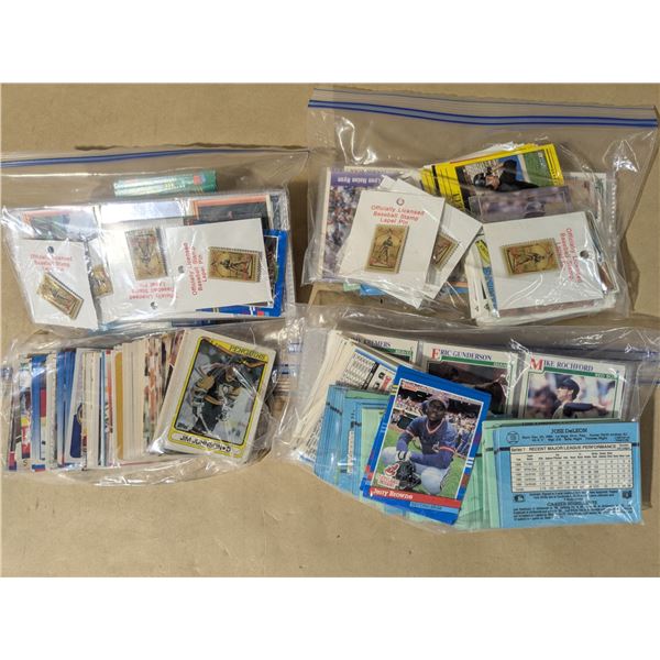 4 bags sport cards, baseball and hockey