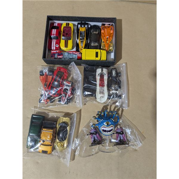 15 toy cars with some figurines