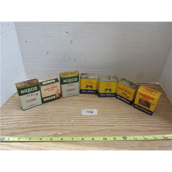 Assortment of Vintage Spice Tins (Nabob abd Blue Ribbon)