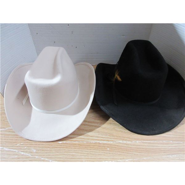 (1) White Size 7 1/4 and (1) Black 6 7/8 Lanning Belleville Cowboy Hat