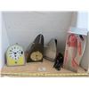 Image 1 : Auto Vacuum Cleaner, Charlescraft Iron with Cord, Westclox Electric Clock, and 8 Day Clock