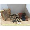 Image 1 : (2) Wooden Cigar Boxes of Collectables, Cork Screws, Skeleton Key and More