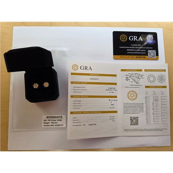 NEW 925S 1.0ct Moissanite Stud Earrings, GRA Report Retail $1750.00