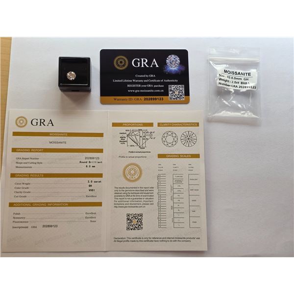 NEW 2.0ct Moissanite, GRA Report, Retail $565.00