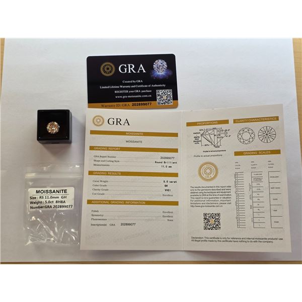 NEW 5.0ct Moissanite, GRA Report, Retail $1450