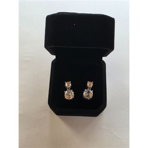 NEW Sterling Silver 2.0ct+0.5ct Each Dangle Earrings