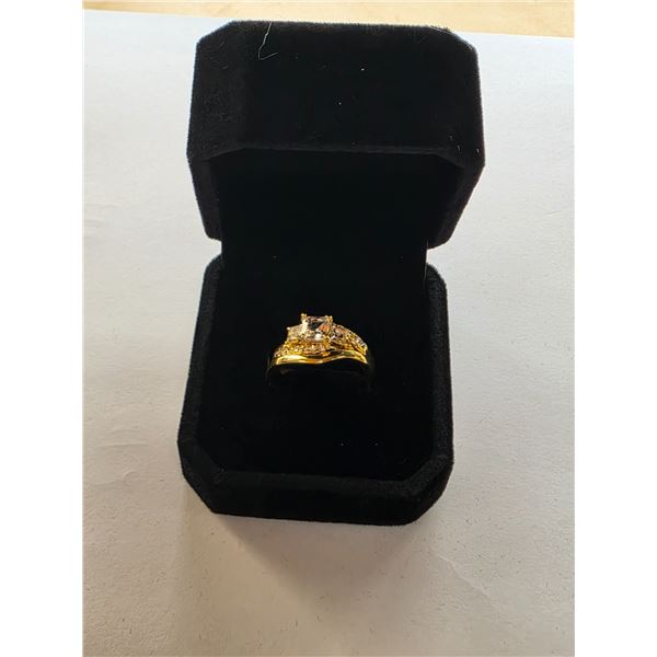 NEW 14K Gold Plated 1.0tcw Trinity Ring Set