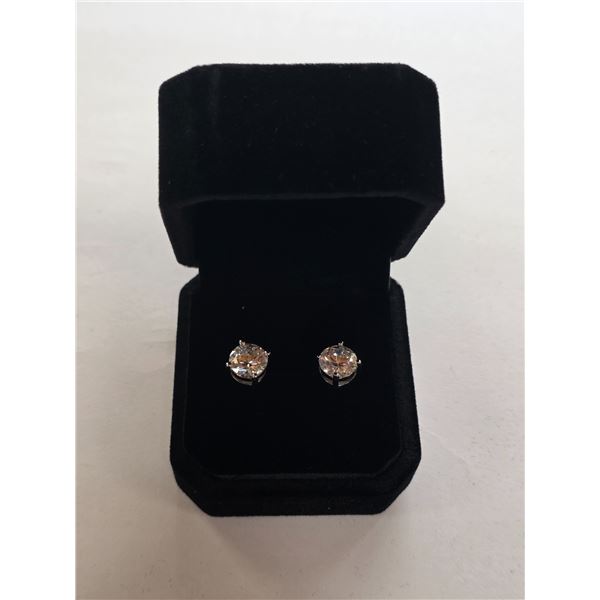 NEW Sterling Silver 2.0ct Each Stud Earrings