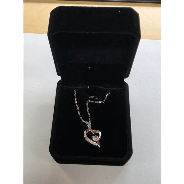 NEW Sterling Silver 0.4ct Heart Necklace