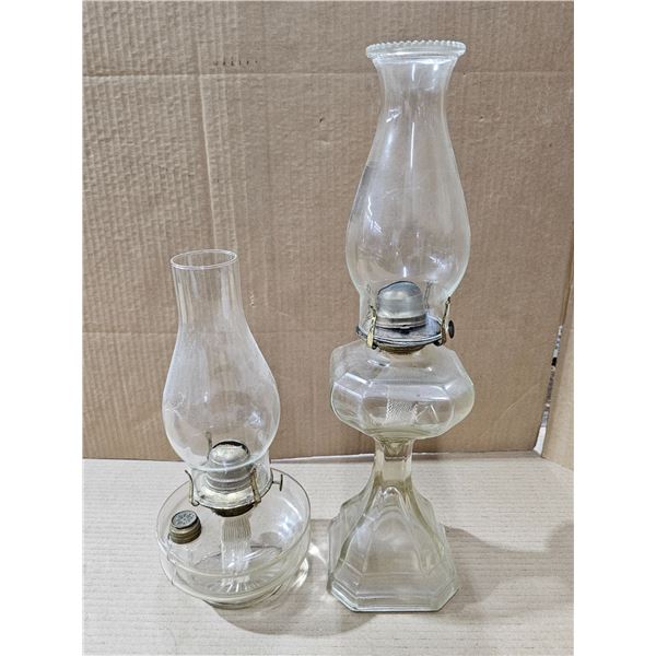(2) Vintage Glass Oil Lamps