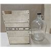 Image 1 : Vintage Glass Jug in Wooden Crate – 13 ¼” Tall