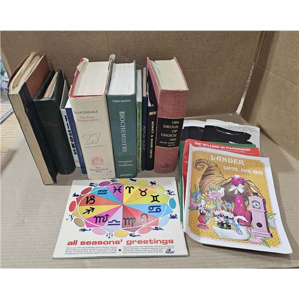 Lot of Vintage Pharmacy Books and Papers