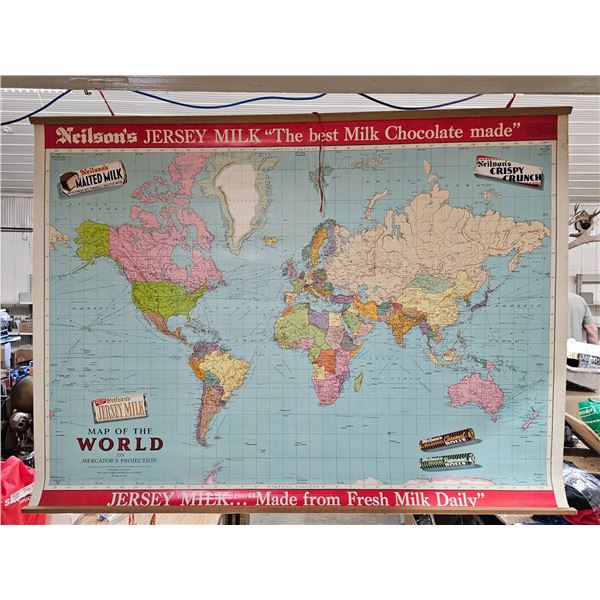 Vintage Neilson’s World Map, 41 x 53 ½”
