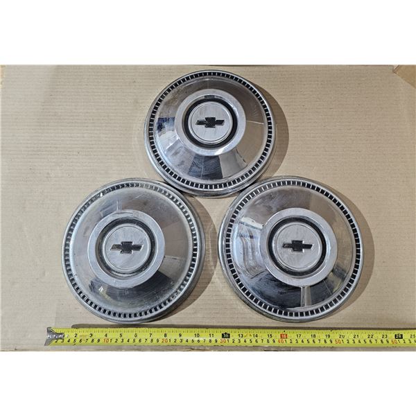 (3) Chevy Hubcaps