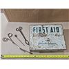 Image 1 : Vintage Metal First Aid Kit (Empty) & Medical Tools