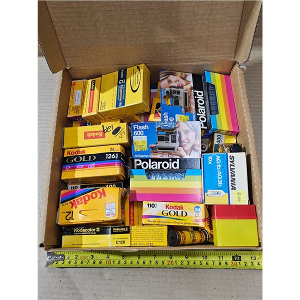 Box of Vintage NOS Kodak Film, Flash Bulbs, etc.
