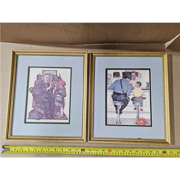 Set of (2) Norman Rockwell Vintage Framed Prints 12x14”