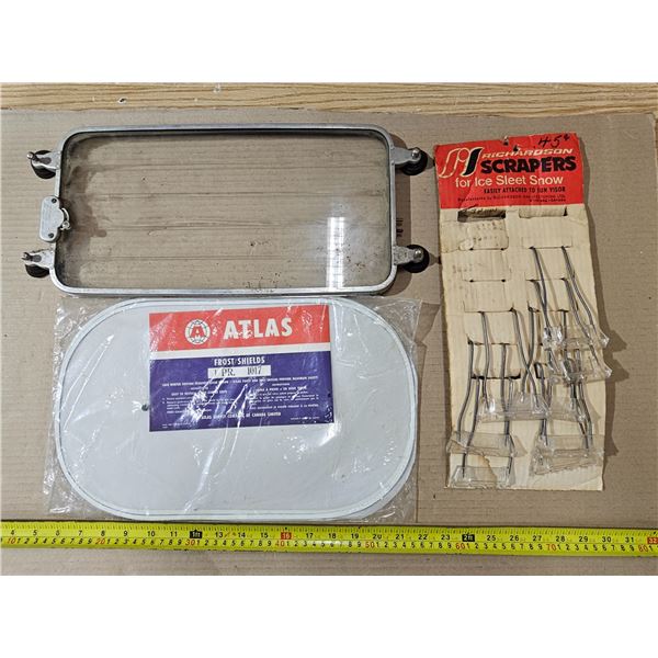 Vintage Frost Shields & Ice Scrapers in Cardboard “Display”