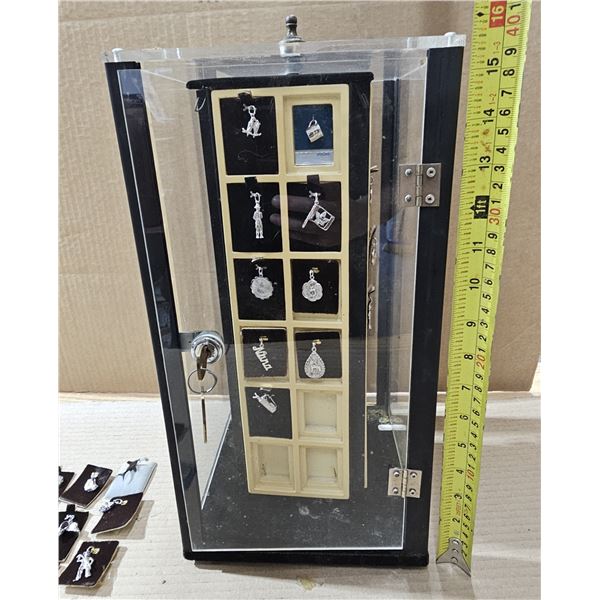 (30+) Vintage Charm Bracelet Charms, Locking Display Case