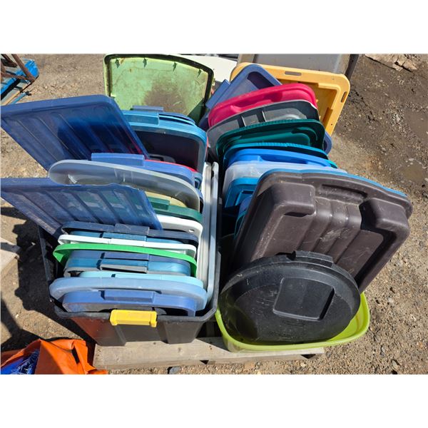 Pallet of totes and lids