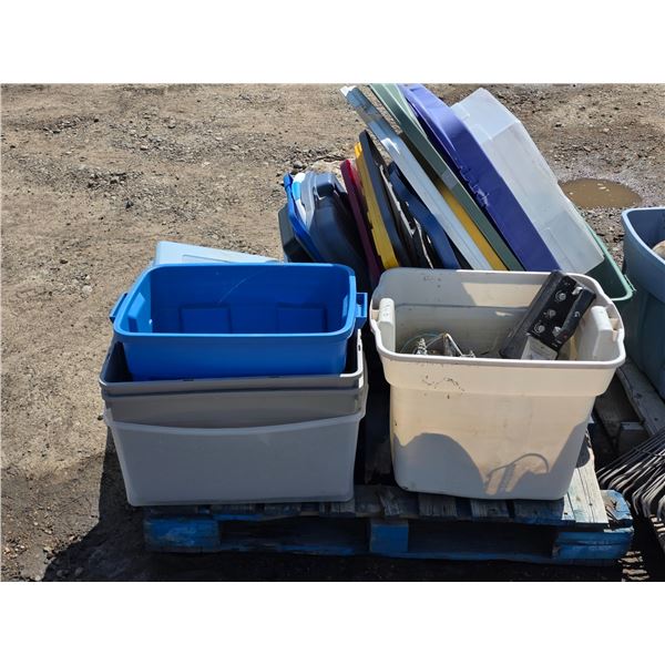 Pallet of totes and lids