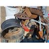Image 5 : Pallet of saws, scrap, rim, misc items
