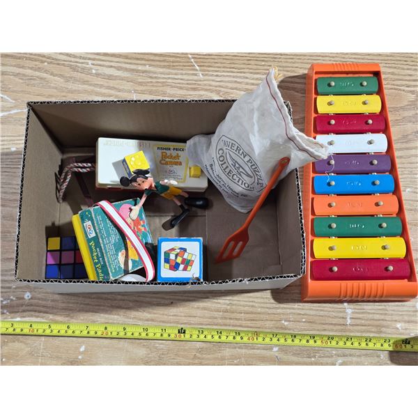 Box of vintage toys- xylophone