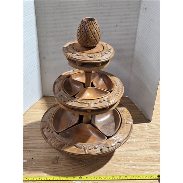 Wooden tiered serving dish- 22"H