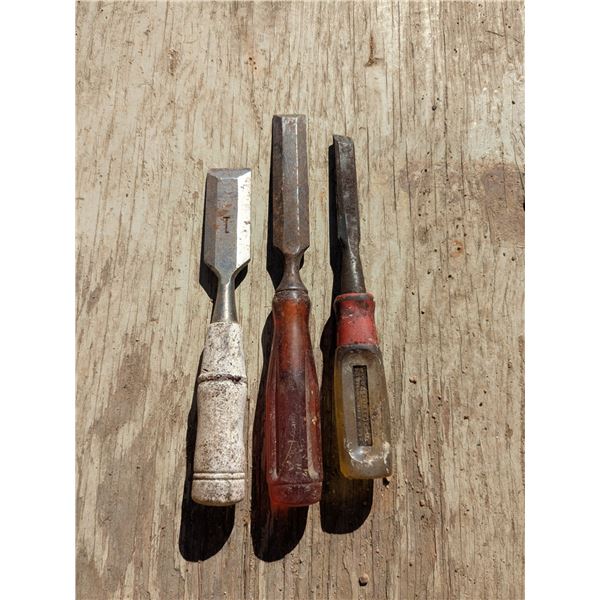 3 wood chisels, 1", 3/4", 1/2"