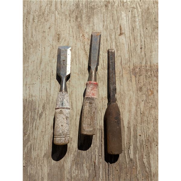 3 wood chisels, 1", 3/4", 1/2"