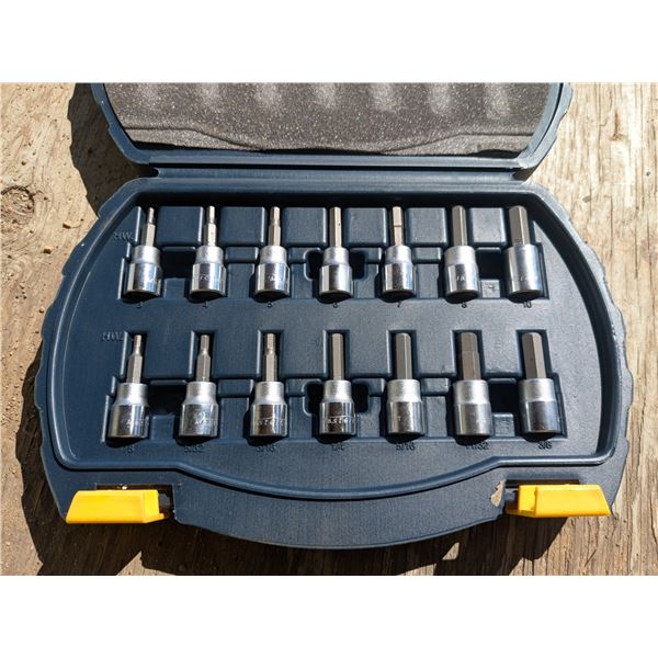 Mastercraft 1/2 drive allen key socket set, complete in storage case