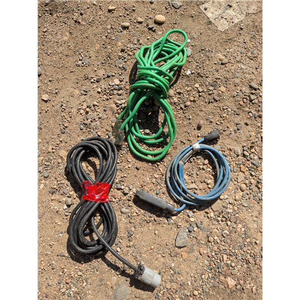 3 extension cords, one with broken end