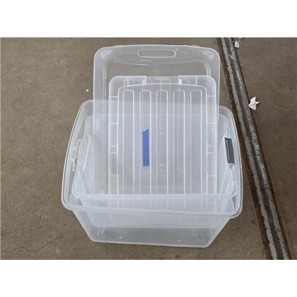 2 clear totes with lids