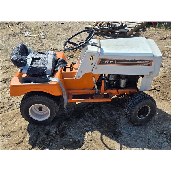 AMF transaxle drive garden tractor- 8 hp- untested- SERIAL # 147598- HAS KEYS