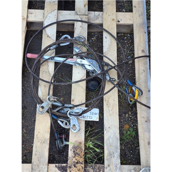 Winch and wire cables with hooks