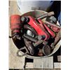 Image 3 : Pallet of hardware bucket of sand, clevises, tow rope, wire