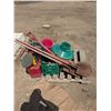 Image 2 : mixed pallet- yard tools, bike tires, plumbing stuff, etc.