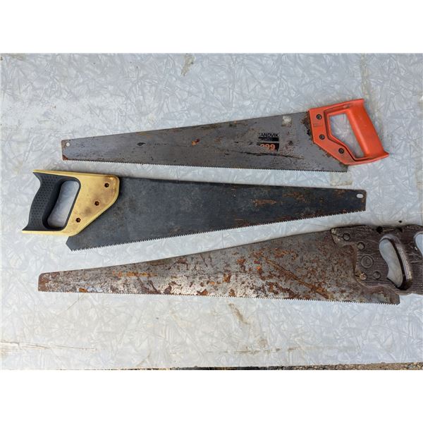 3 carpentry handsaws