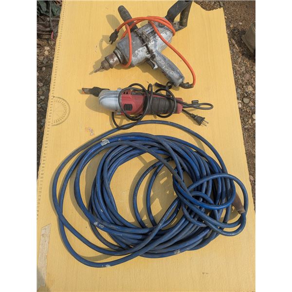 drill, end saw, extension cord, untested