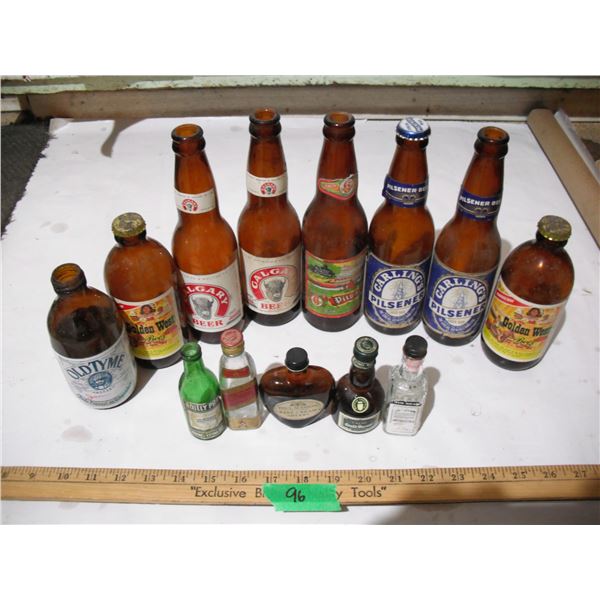 Lot of Vintage Glass Bottles w/ Labels