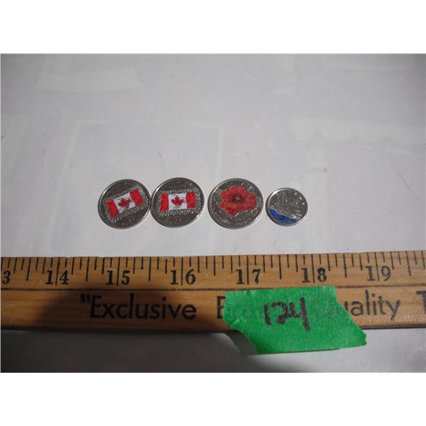 (4) Canadian Coloured Coins