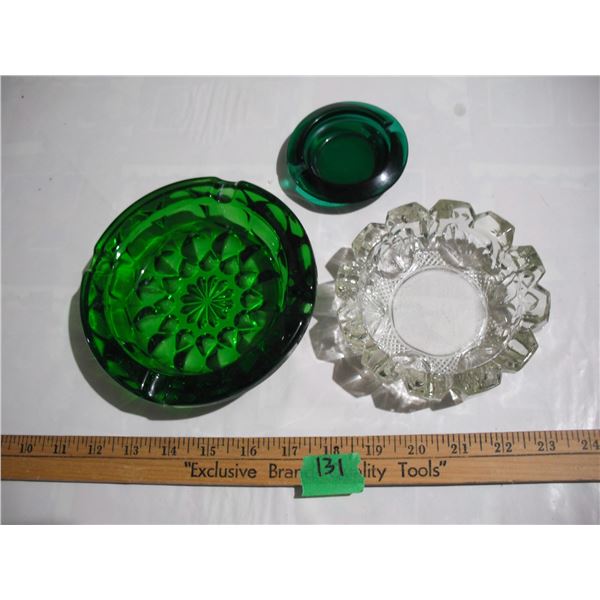 (3) Vintage Glass Ashtrays