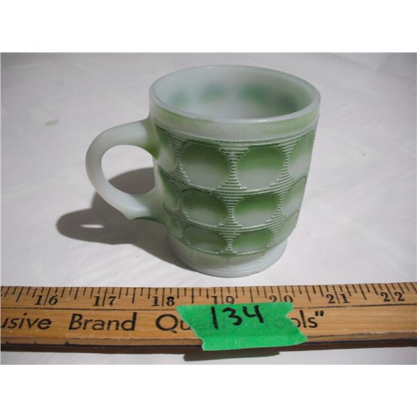 Rare Fire King Green Camelot Thumbprint Coffee Mug