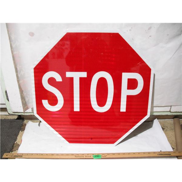 Unused Aluminium Stop Sign, 23 ¾” x 23 ¾”