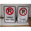 Image 1 : (2) Unused Aluminum No Parking Signs w/ Day & Times (Reflective), 12x18”